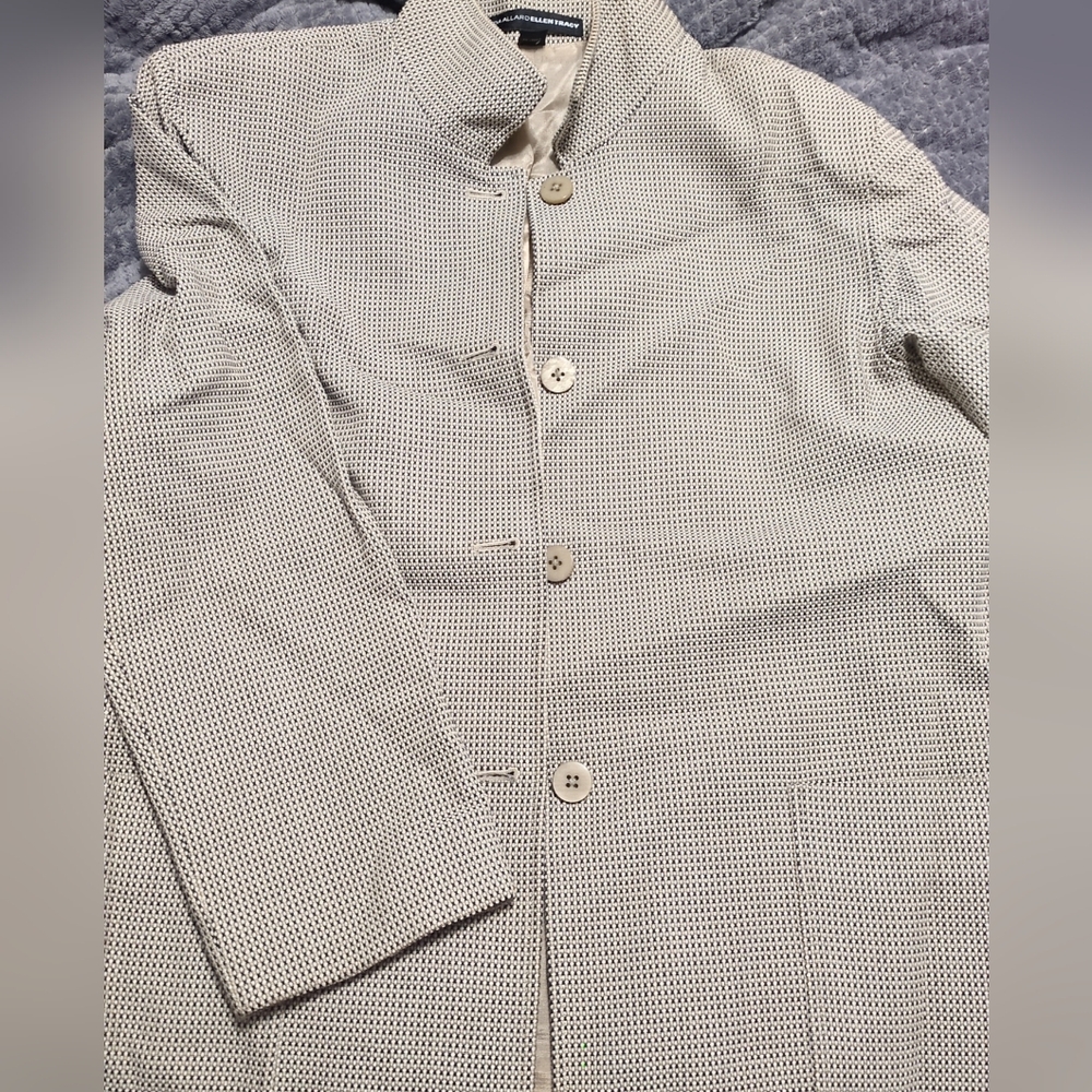 Linda Allard Ellen Tracy Jacket Women's Size 12 Suit Beige Lined Vintage